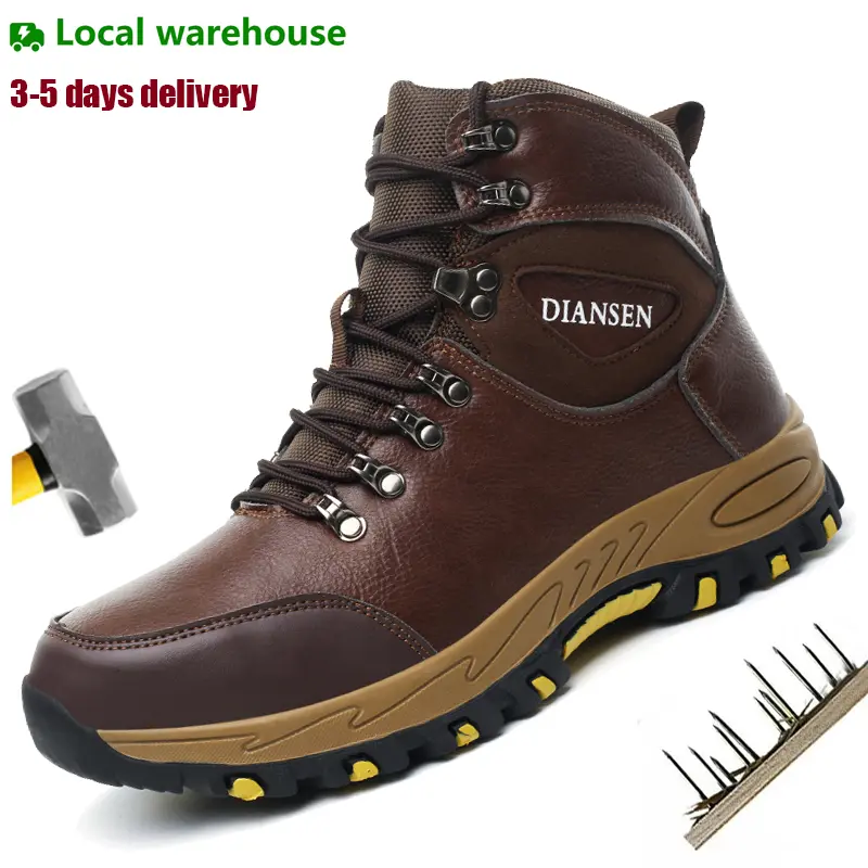 Men's Waterproof Steel Toe Safety Work Boots - Lightweight, Slip-Resistant, Breathable Mesh & Rubber Construction, Casual Safety Style Footwear for Construction Workers