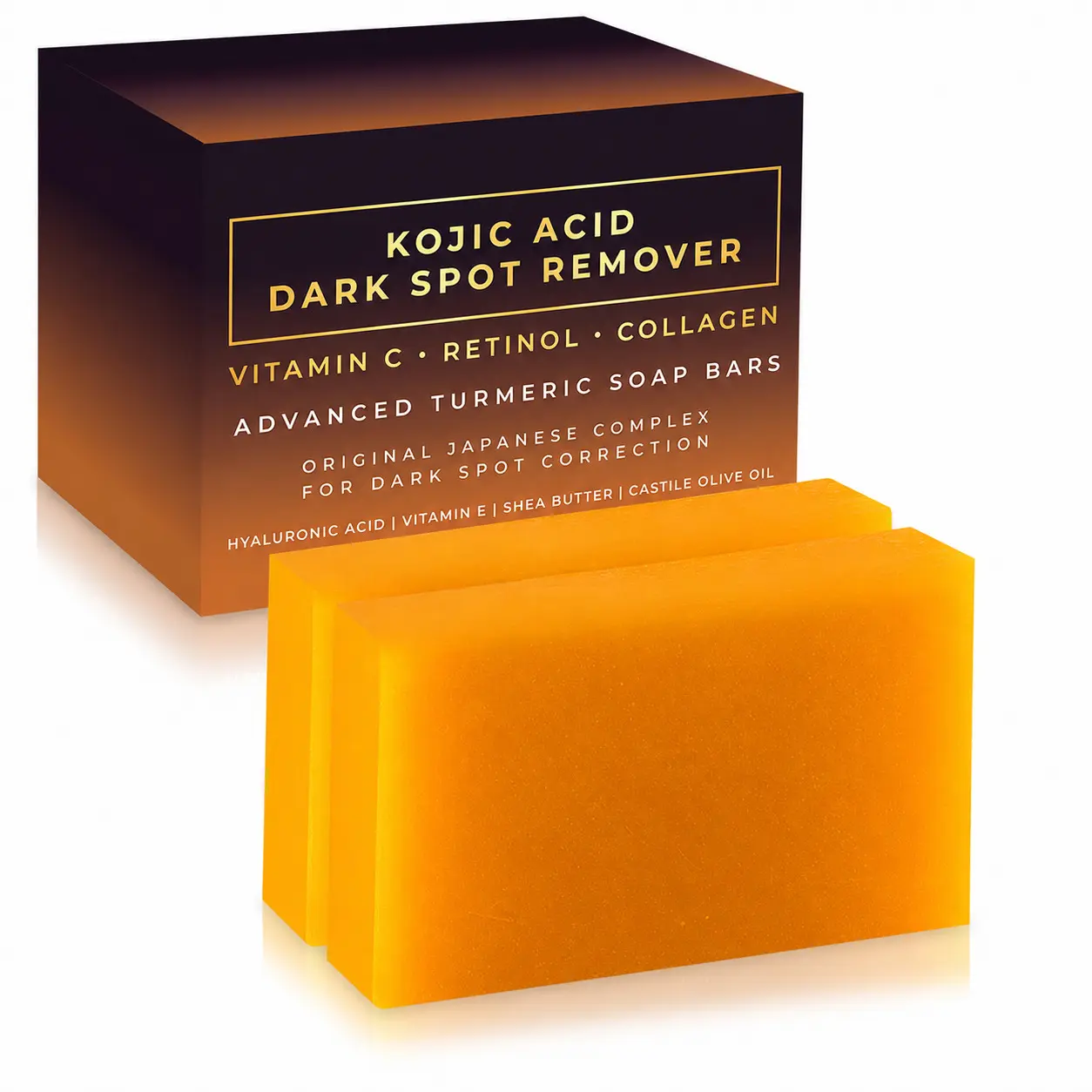 Kojic Acid Dark Spot Remover Soap Bars, Turmeric Bar Soaps 2 Pack