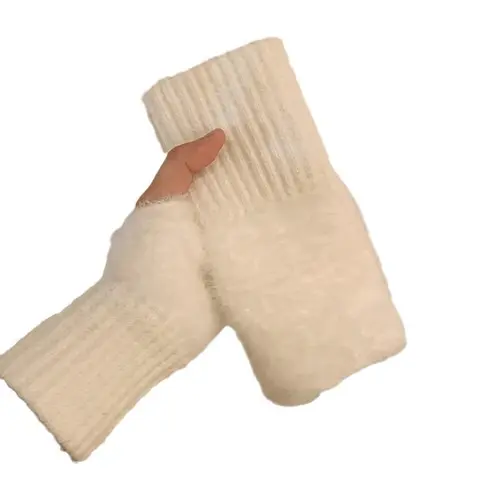 Solid Color Fingerless Gloves, 1 Pair Soft Warm Gloves for Fall & Winter, Gloves for Cold Weather, Elastic Wrist Brace for Women & Girls, Sports & Outdoor Accessories