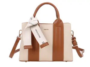 BAGCO Elevated Canvas Mini Tote Designer-Style Crossbody Bag | Two-Way Carry | 10.2" Fashion Work Bag