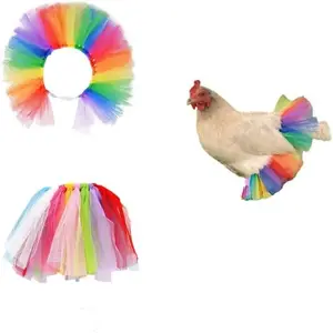 Chicken Tutu Dress Chicken Outfit Rainbow Pet Tutu Chicken Skirt Crazy Chicken Lady Princess Dress for Your Hen (Style1)