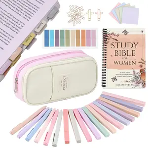 Bible Study Supplies Journaling Kit with Tabs and Highlighter, 1 Set Including Notebook & Pen Case & Stationery, Bible Annotation Kit