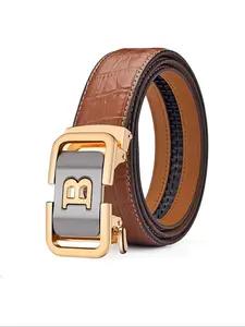 Men's Business Fashion Embossed, Casual Waistband for Jeans Trousers, Daily Clothing Decoration, Trendy All-match & Exquisite Leather Belt for Birthday Gift