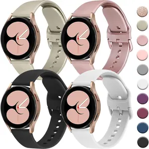 4 PACK Bands Compatible with Samsung Galaxy Watch 4 Band 40mm 44mm, Galaxy Watch 4 Classic Band 42mm 46mm, Galaxy Watch 5 Bands, Galaxy Watch 5 Pro, 20mm Adjustable Silicone Sport Strap Replacement Band for Galaxy Watch 4 / 5 Women Men