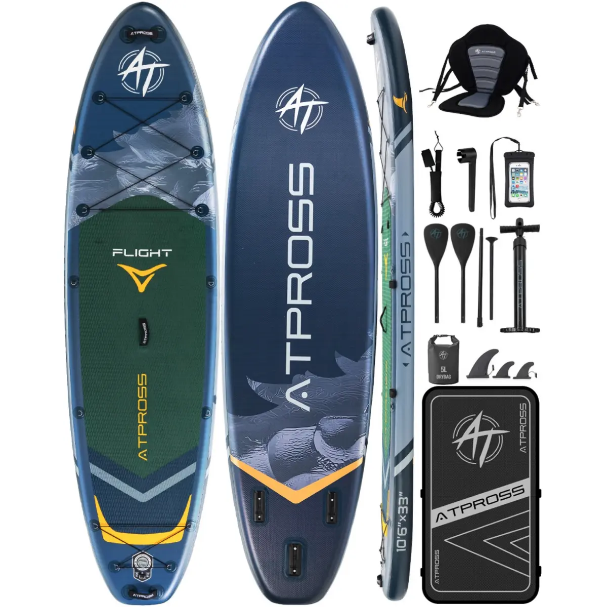 Pro Multi-Purpose 10'6"x33" Inflatable Paddle Board for Adults, Extra Wide Stand Up Paddleboard with 400lbs Capacity, Anti-Slip EVA Deck, Kayak Seat, Premium Accessories, Bag for Outdoor Road Trips