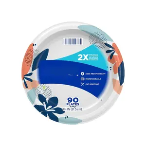 Paper Plates, 10 1/16 inch, Dinner Size Printed Disposable Plate, 54 count (1 pack of 54 Plates), Packaging and Design May Vary