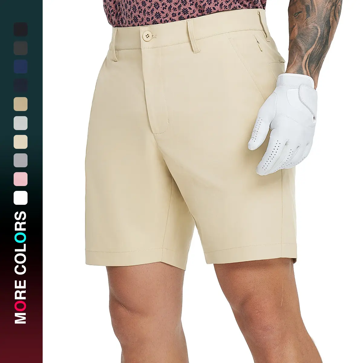 MAELREG Men’s Golf Shorts 7" Quick Dry Stretch Waist Water-Repellent Flat Front Summer Flex Shorts with 8 Pockets
