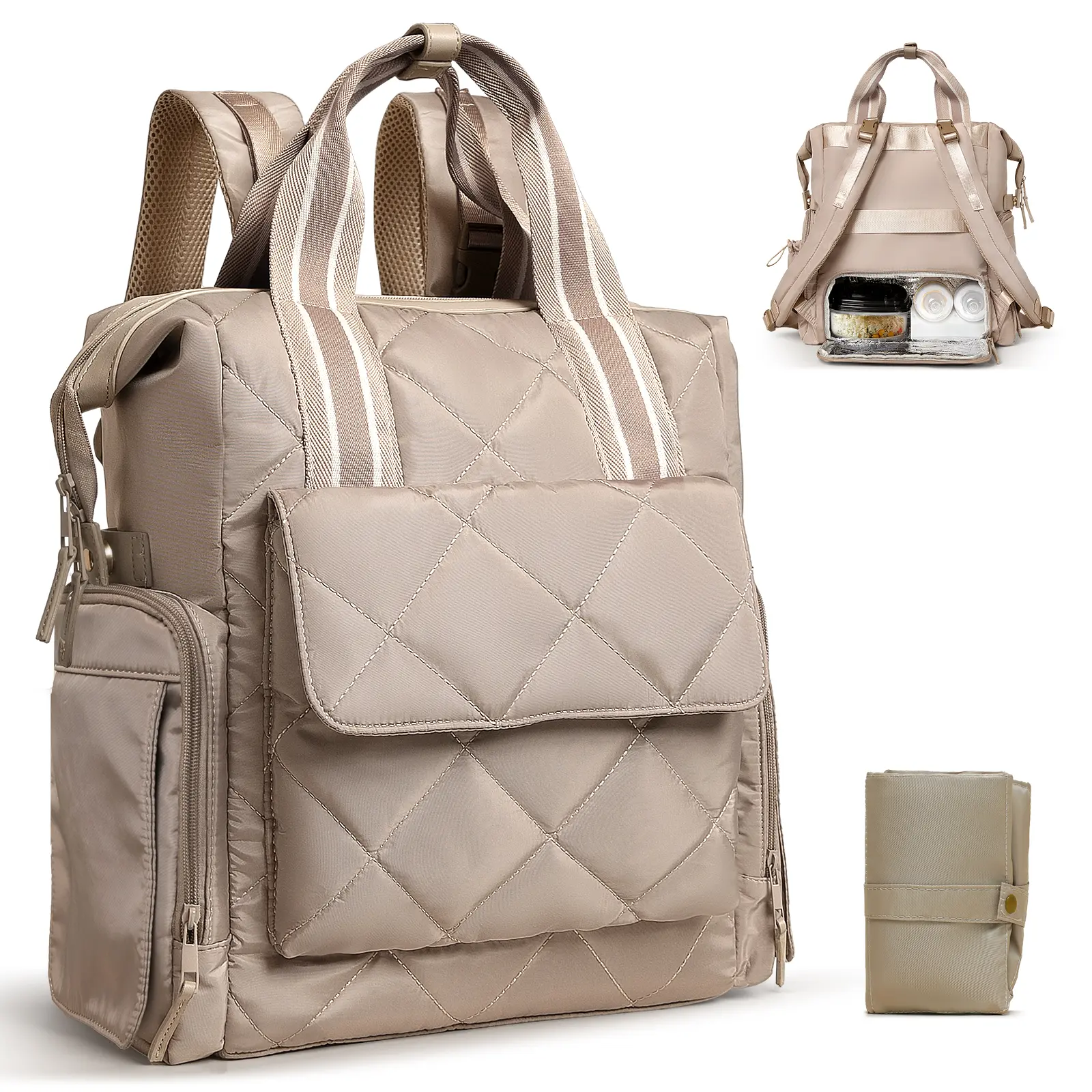 Miss Fong × Omanmoli Diaper Bag with an Insulated Bottom Cooler Layer, a Changing Pad & Stroller Straps, Casual Carry-on Travel Backpack, Carry Luggage, Newborn Infant Baby Shower Christmas Gift