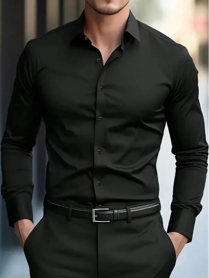 Alimens & Gentle Menswear Men's Slim Fit Long Sleeve Button-Down Wrinkle-Free Plain Classic Dress Shirts, Business-Casual for Travelers,summerwins,father'sdaygifts