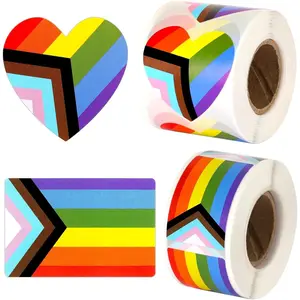 Pride Stickers,600Pcs Gay Pride Stickers Bulk Pride Rainbow Heart Flag Stickers 2 Roll Self Adhesive Decal Stickers for Laptop Water Bottle Decor and Pride Parade Events Accessories