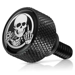 Stainless Seat Bolt For Fender, Rear Seat Screw, Skull Pattern, Black 1/4"-20, Compatible with 1977-2025 Touring,XG,XL,Dyna,Softail,Sportster,CVO,Fatbob