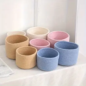 Classic Handwoven Storage Baskets Set of 2, Portable Multi-Purpose Organizer for Cosmetics, Stationery, Bathroom, Bedroom & Living Room