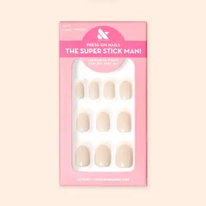 Classic French | Short | Round - Tab Press-On nails