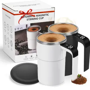 Rechargeable Magnetic Stirring Coffee Cup, Self Stirring Mug, 2 Counts Automatic Magnetic Stirring Coffee Cup with Lid, Household Kitchen Appliances for Home Office Use