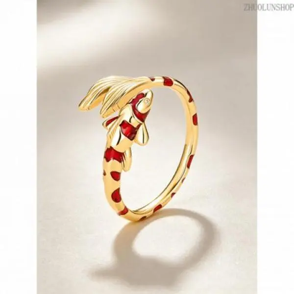 Women's Fish Motif Open Cuff Ring - Vintage Exquisite Statement Multi-Ring, Trendy All-Match Costume Jewelry, Birthday Gift Ideas for Her, Girlfriend Birthday Gift, Copper Base, Female Ring