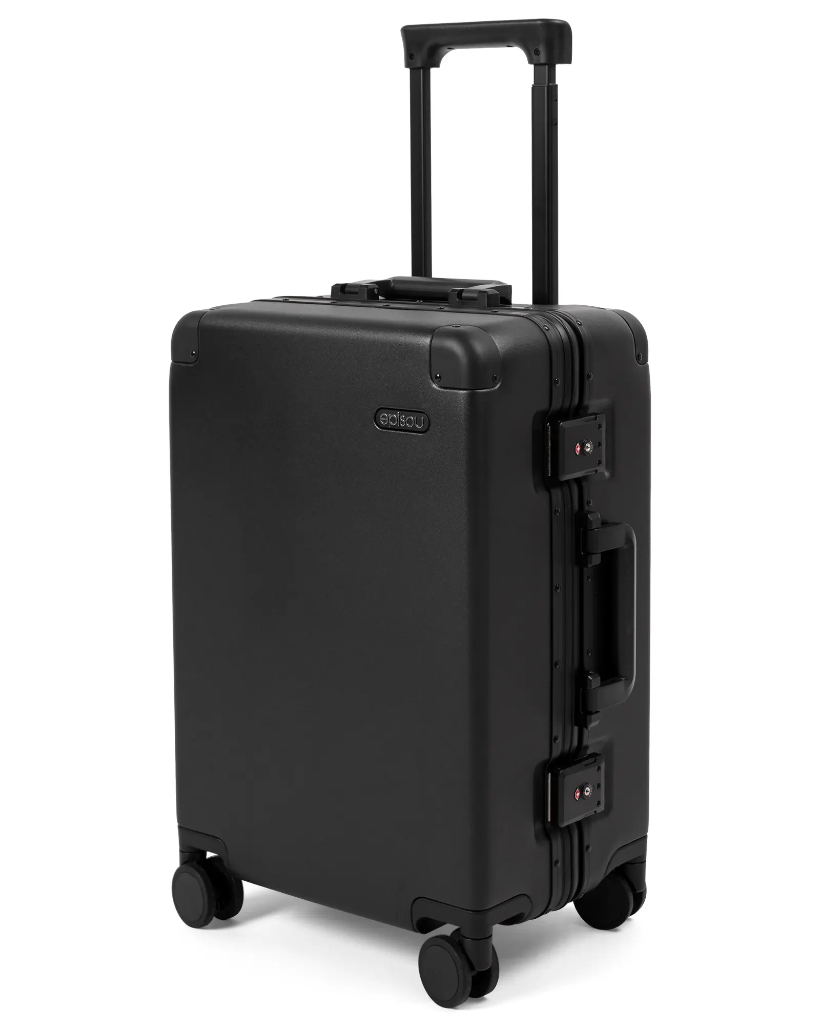 episou Japanese Carry-On Suitcase – S Size, Aluminum Frame, 100% PC, TSA Lock, Silent 360° Wheels, Black