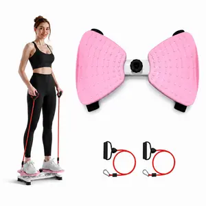Twist Stepper Exercise Board, Compact Rotating Fitness Platform with Pull Rope Handles for Home Gym and Small Spaces