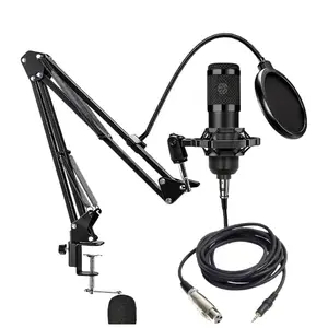 Professional Microphone Set, Crisp and Clear Audio Capture, Microphone with Boom Arm & Pop Filter & Windshield & Cable, Microphone Set for Live Streaming, Singing, Gaming, Recording