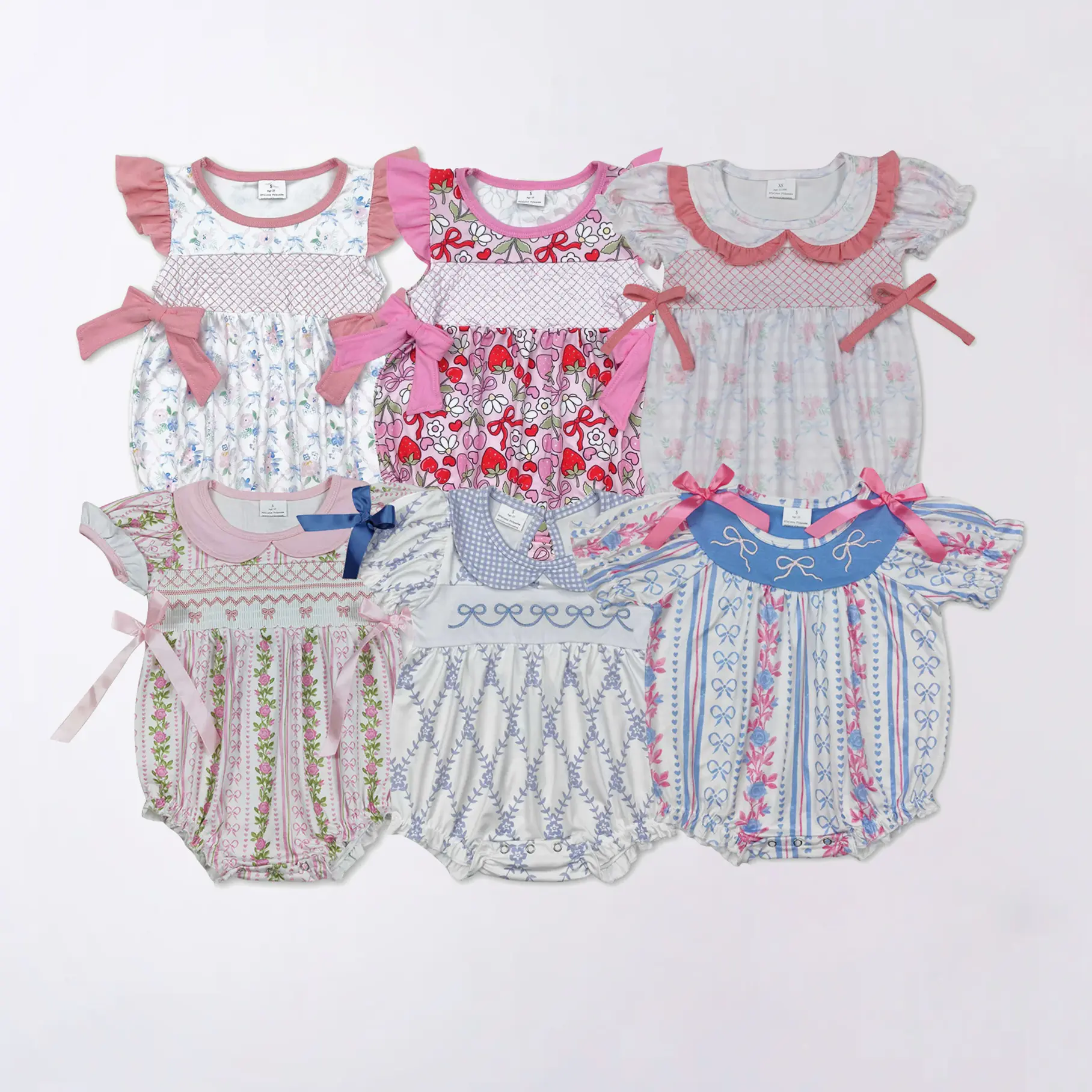 Cute Baby Girls' Romper with Floral Embroidery, Soft Fabric, Ruffle Short Sleeves, Comfortable Toddler Outfit