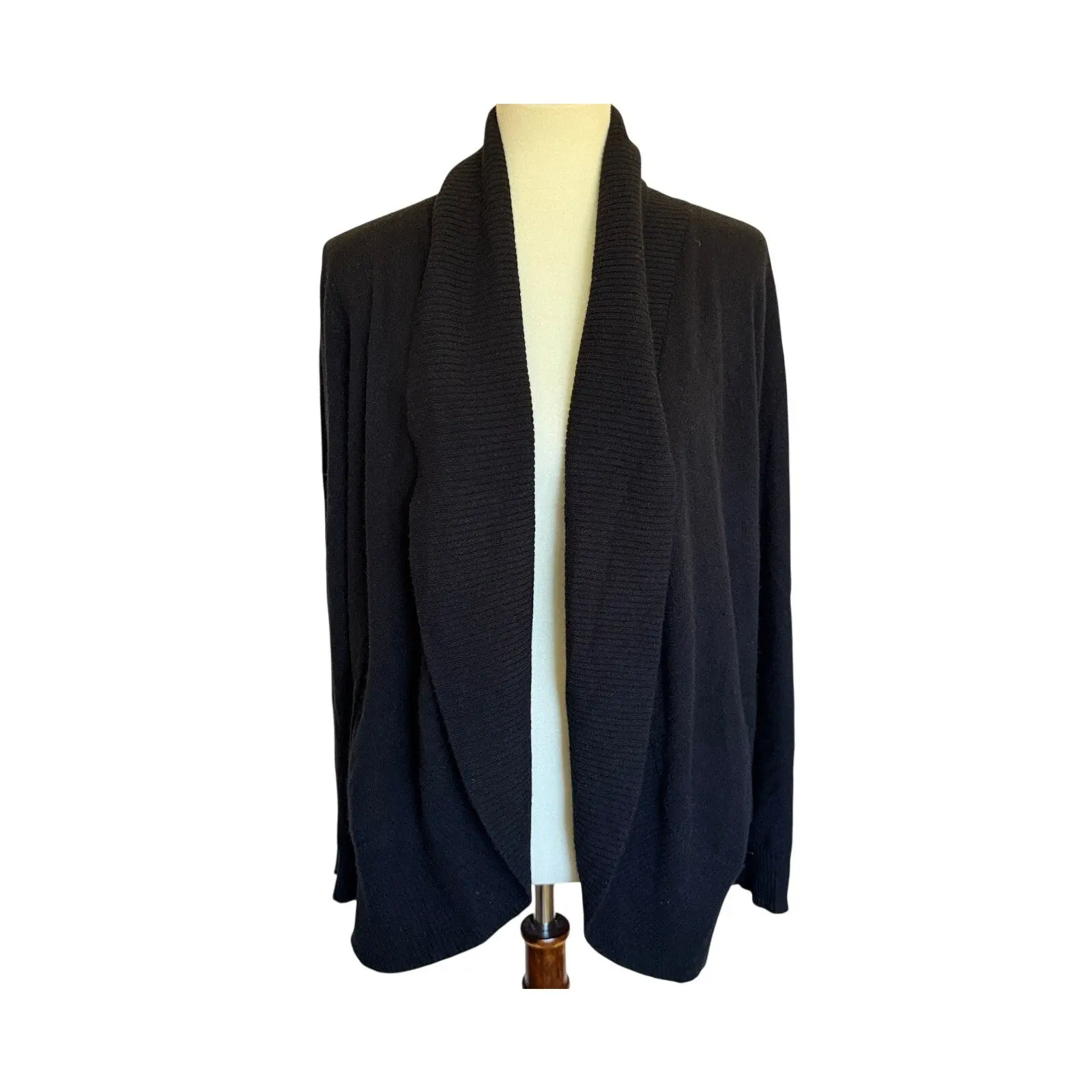 QUINCE Mongolian Cashmere Open Cardigan Sweater - Black - Size Large