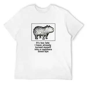 Capybara Meme Men's T Shirt, Funny Animal Graphic Print Tee, Classic Crew Neck Soft Breathable Streetwear Outfit Top, Gift for Men