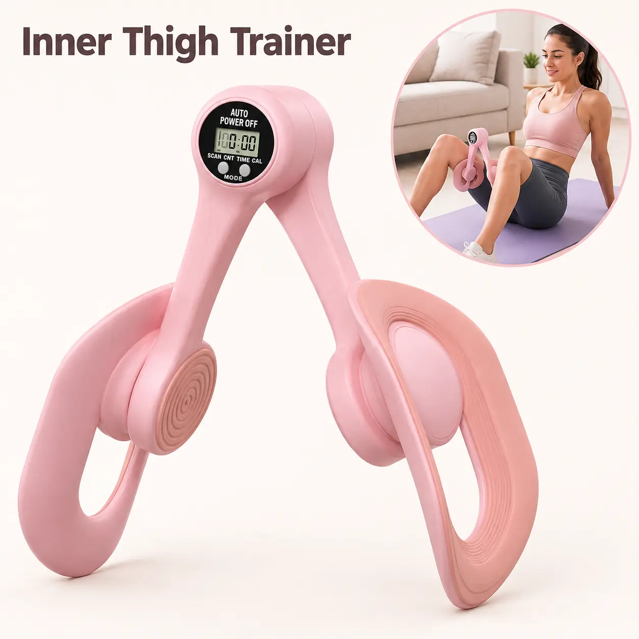 Thigh Trainer with LED Display - Pelvic Floor Trainer for Hip, Leg, Arm | 360° Adjustable Inner Thigh Exerciser , Home Workout Equipment for Women trimmer optional version