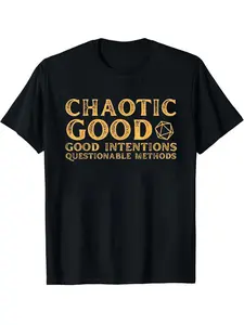 🎲✨"Chaotic Good" DND Alignment Tee | Tabletop RPG Good Intentions T-Shirt | Retro Distressed D20 Graphic Top