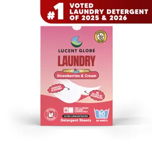 Lucent Globe Strawberries & Cream Laundry Detergent Sheets | 80 Washes | Only $0.25 Per Wash | Replaces Laundry Pods & Liquid | Zero Plastic Packaging | No Nasties Formula | World’s Best Smelling Laundry Detergent