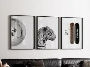 Stockholm Chic Gallery Wall Set 3, Leopard Fashion Prints, Luxury Modern Apartment Decor, Scandinavian Aesthetic Wall Art Bundle