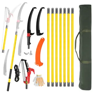30ft Manual Pole Saw, Lightweight Tree Trimmers Long Handle Pruner Set, Sharp Steel Blade and Scissors Pole Saw for Trimming Palm, Pear Tree, Fir Tree, Other High Trees and Shrubs