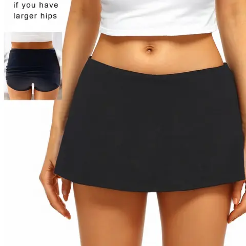 Women's Summer Yoga Shorts, Low Waist Sports Shorts Skirt, Built-in shorts, Fashionable Fitness Wear for Ladies, Stretchy Skorts, Sporty Short Skirt