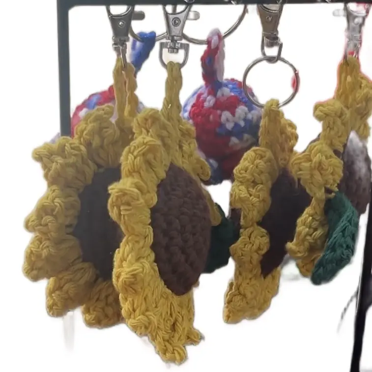 Handmade Crochet Sunflower Keychain - Lightweight and Durable