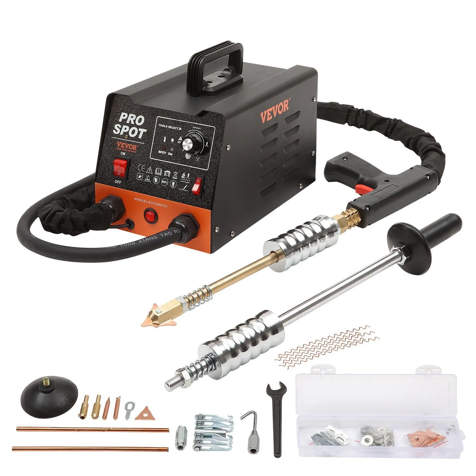 【Summerfinds】VEVOR Stud Welder Dent Repair Kit, 3KW Spot Welder Dent Puller with 6 Welding Modes, Auto Body Spot Welding Dent Puller Machine & 16 Types of Welding Accessories for Car, Truck, Motorcycle Dent Repair