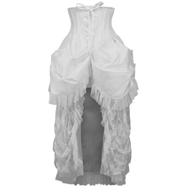 LIMITED EDITION Top Drawer Steel Boned White Lace Victorian Bustle Underbust Corset Dress