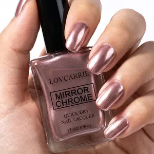 LOVCARRIE Metallic Mirror Rose Golden Nail Polish, Nail Art, Large Capacity of 17Ml, Dries Quickly And Naturally, Alcohol-Free, Long-Lasting Shine, Creates a Cyberpunk Metallic Style for Nails, Suitable for Various Occasions