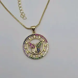 Butterfly necklace beautiful style 18"inches shorter Gold-plated 18k color