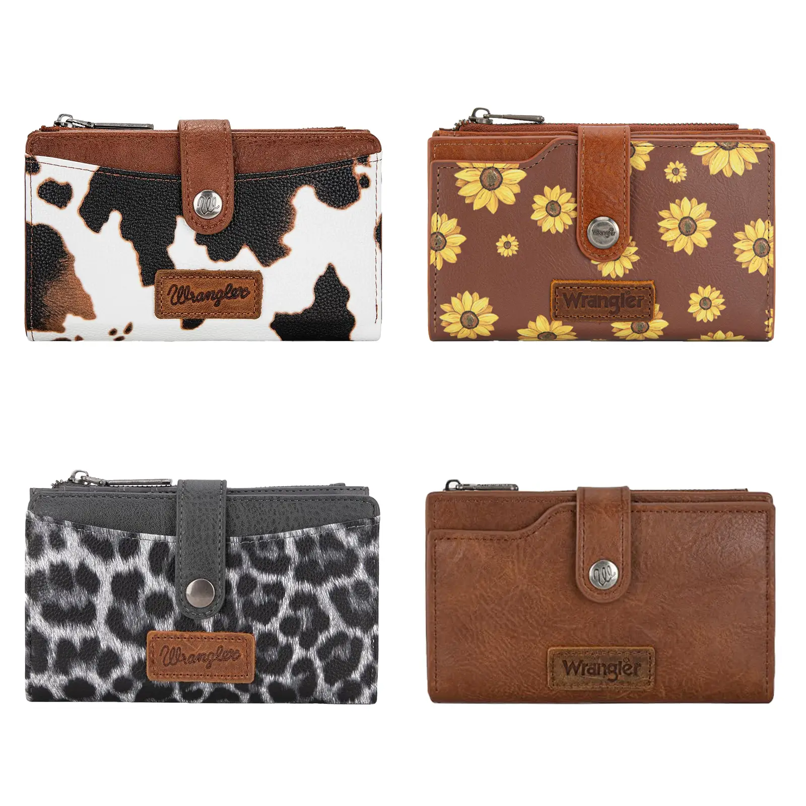 Wrangler Wallet for Women Cow Print Bifold Wallet Card Cases & Money Organizers
