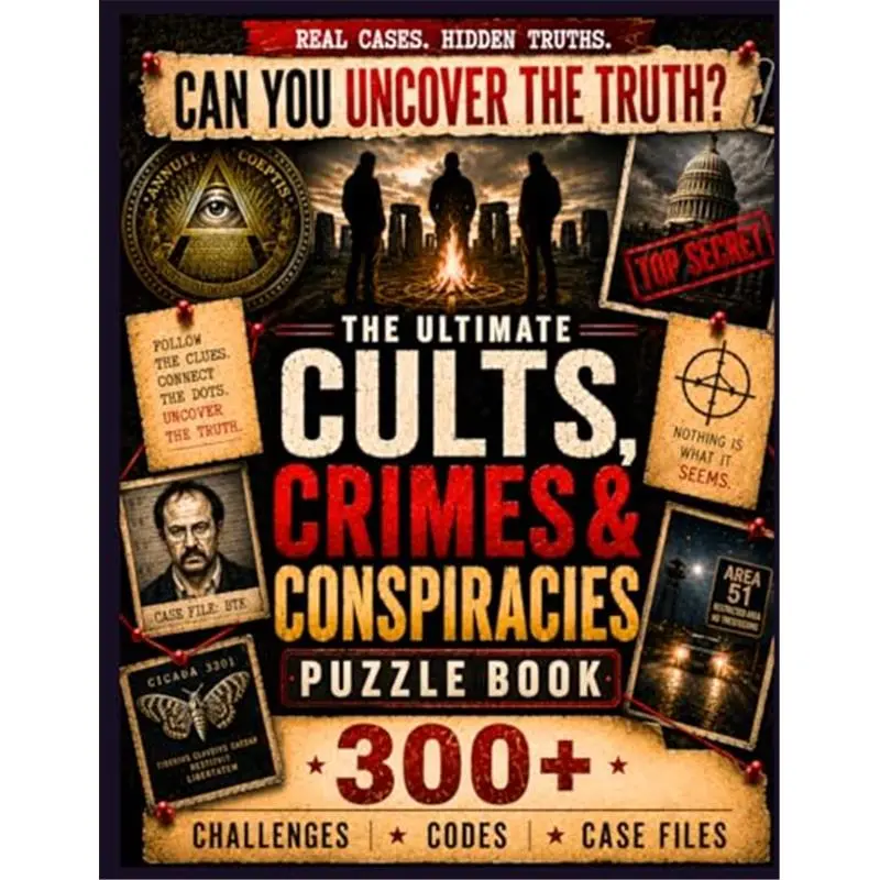 The Ultimate Cults, Crimes & Conspiracies Puzzle Book: 300+ Large Print Challenges, Codes, Cryptograms, Case Files & True Crime Puzzles for Mystery Fans (The Ultimate Puzzle Collection)Paperback
