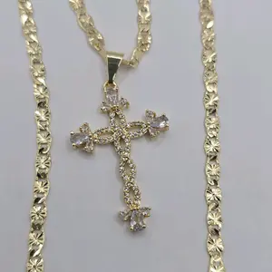 CROSS NECKLACE clear stone's gold-plated Fashion style 18"inches 24"inches available