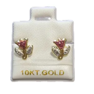 10K Real Gold Tulip Stud Earrings, Timeless Daily Wear Jewelry for Women and Teens