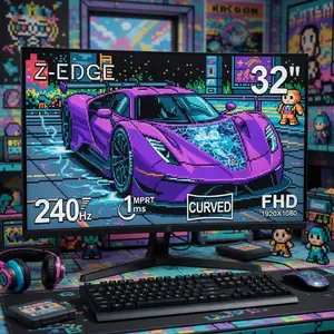 Z-EDGE 32" Curved Gaming Monitor | 240Hz | FHD 1080P | VA Display | 1ms MPRT | AMD FreeSync | HDR Support | VESA Mount Compatible