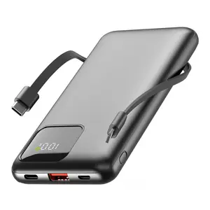 Portable Charger with Built-in Wires, 22.5W Fast Charge Power Bank, 10000mAh Slim Battery Pack for iPhone, Samsung, LG, Google Pixel, iPad