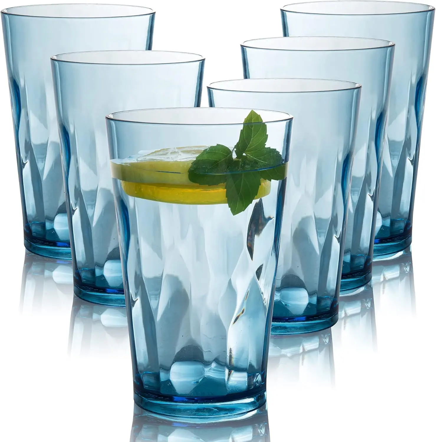 Unbreakable Plastic Drinking Glasses [Set of 6] Shatterproof Tumblers,  Glass Cups, Dishwasher Safe (16 Ounces)