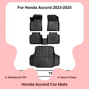 All Weather TPE Floor Mats & Cargo Trunk Liner Full Set, Sleek Black, 1st-2nd Row, Perfect Fit for 2023-2026 Honda Accord (Incl. Hybrid)