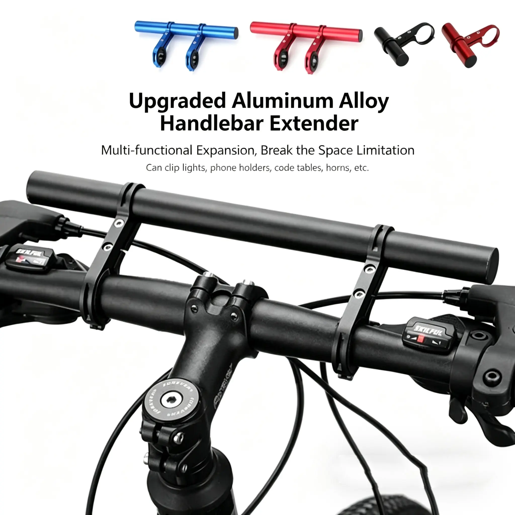 Handlebar Extension Bar, 10/20/30cm CNC Machined Aluminum Alloy Mount for Headlights, Lightweight Bicycle Accessories for 25.4/31.8mm MTB & Road Bike Bars