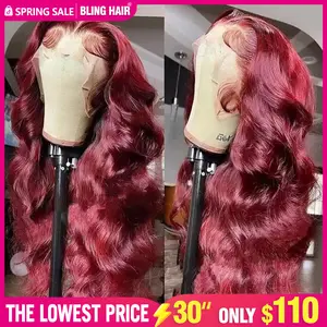 Bling Hair Burgundy 99j Lace Front Wigs Body Wave Human Hair 13x6 13x4 Burgundy Wig Human Hair 180% Density Brazilian Straight Human Hair Wigs for Women Pre Plucked with Baby Hair SpringStatements