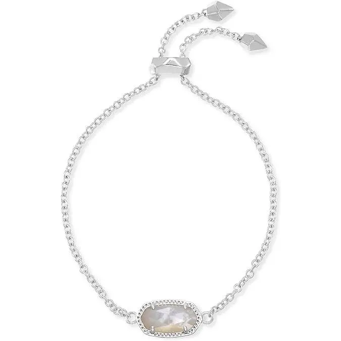 Kendra Scott Elaina Silver Adjustable Chain Bracelet in Ivory Mother-of-Pearl 4217715817