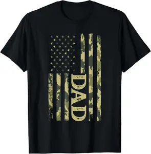 100% Cotton USA Patriotic Dad Father's Day American Flag 4th Of July Dad T-Shirt