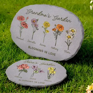 Personalized Garden Stone for Mom, Mothers Day Gifts for Mom, Grandma Garden Stone, Grandmas Garden Gifts, Birth Flower Mom Gifts
