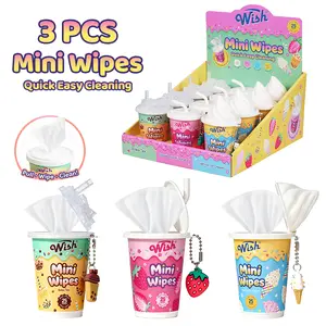 3 Pack-75ct,Wish Hand Wipes Canisters Travel Size,Mini Hand Wipes,With Kiwi, Orange, Watermelon, Lemon Scents,For Travel, Outdoor Picnics, Kitchen, Bathroom, Household Cleaning Supplies, Dish Towels, Stove Cleaning Cloths